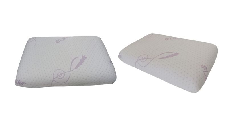 2 x Premier Luxury Memory Foam Pillows in Lavender Cover - Neck Support