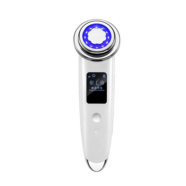 RF LED Photon Light Therapy Vibration Heated Facial Massager White