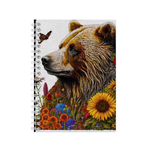 Embroidered GRIZZLY BEAR3 Notebook Animal Gift Idea Notepad Pad 100