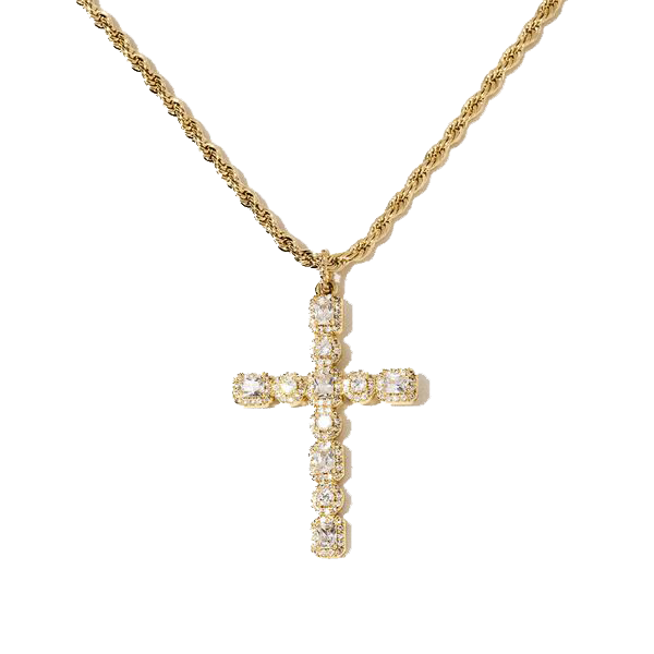 ZELTRYN Metal Diamond Encrusted Cross Necklace
