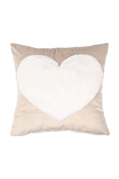 Velvet Heart Applique Scatter Cushion, 40x40cm