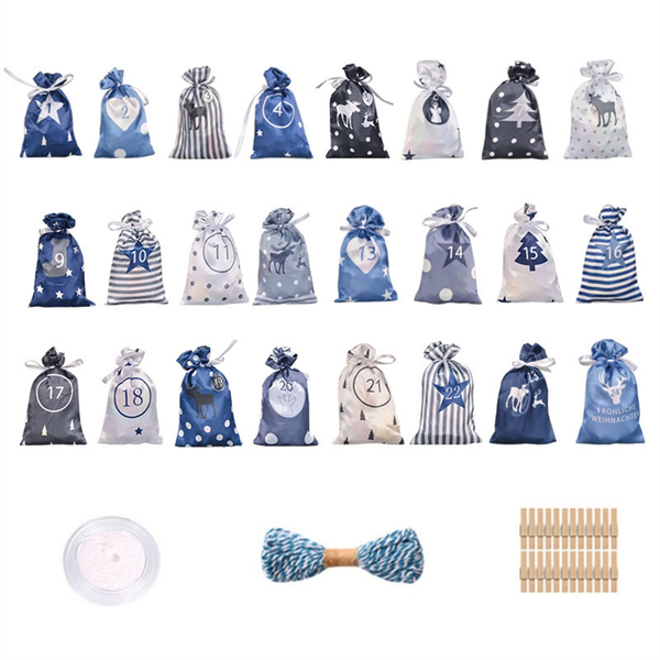 24 Pcs Christmas Adventcalendar Bags Christmas Countdown Gift Bags F