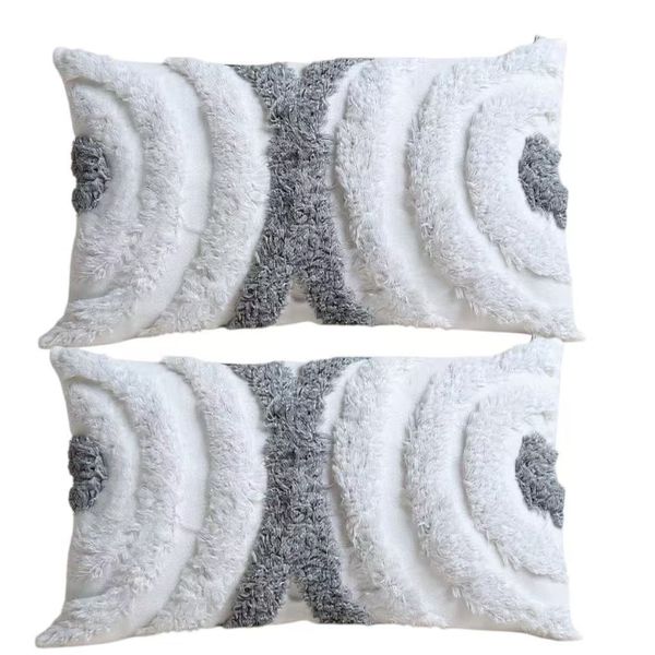 Linen Round Circle Zipper Closure Throw Pillowcases set of 2