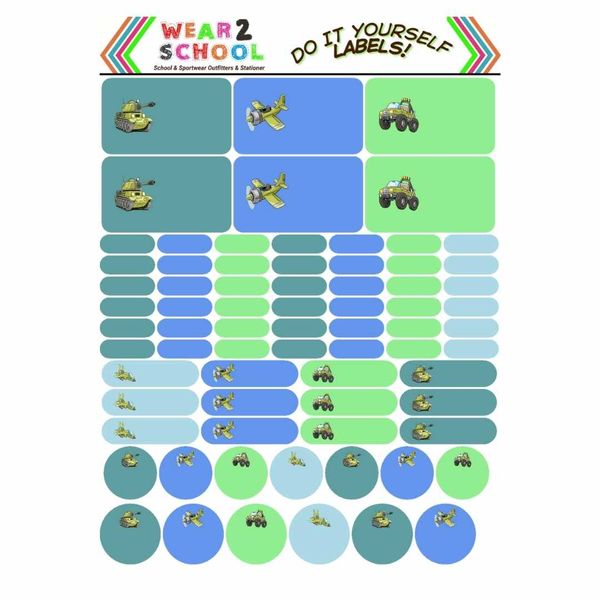 Army waterproof DIY school stationery marking labels in assorted sizes