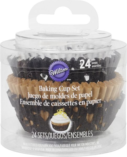 Wilton 24 Standard Elegant Black / Brown Cup Cake Muffin Party Baking Cases