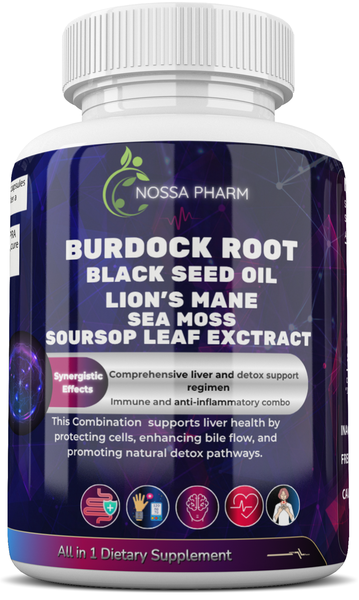 Burdock Root, Black seed oil, Lion's Mane, Sea Moss, Soursop.