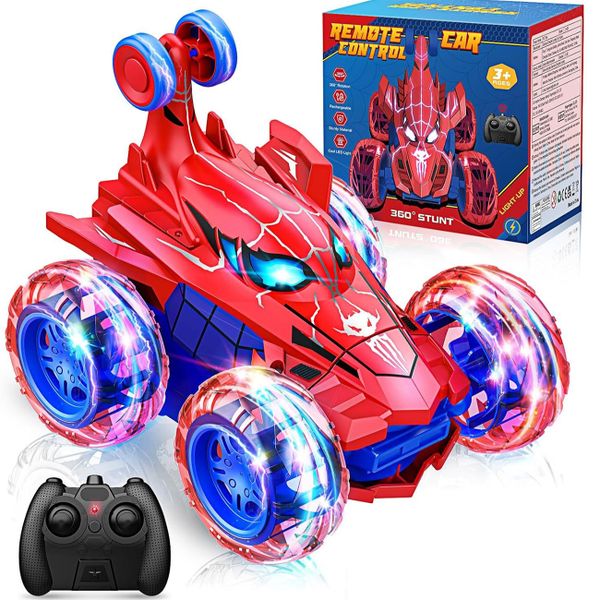 Spider Man Cool Rechargeable Stunt RC car,360 flips 4WD wheel,bright light