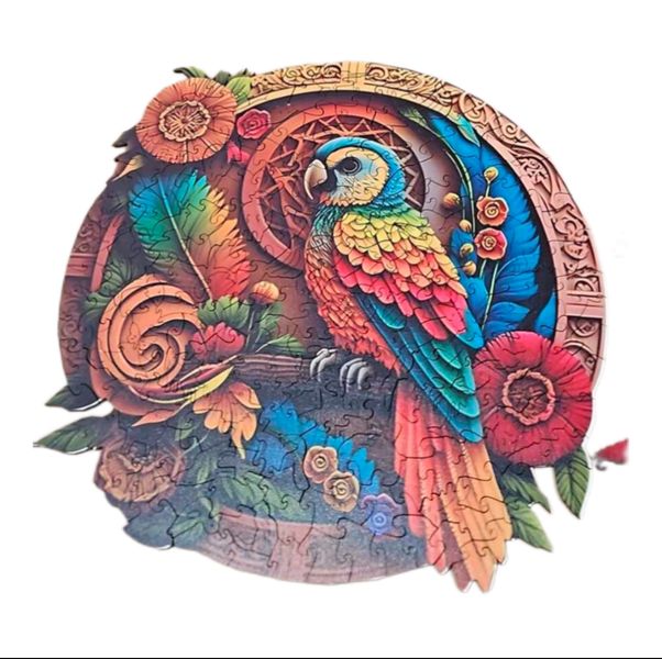 Large Wooden Jigsaw Puzzle - Bird Pattern with Unique Animal-Shaped Pieces