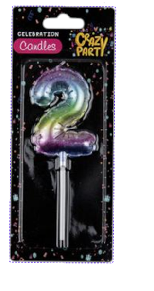 Crazy Party - Rainbow Birthday Balloon Candle 5cm "5" x 2