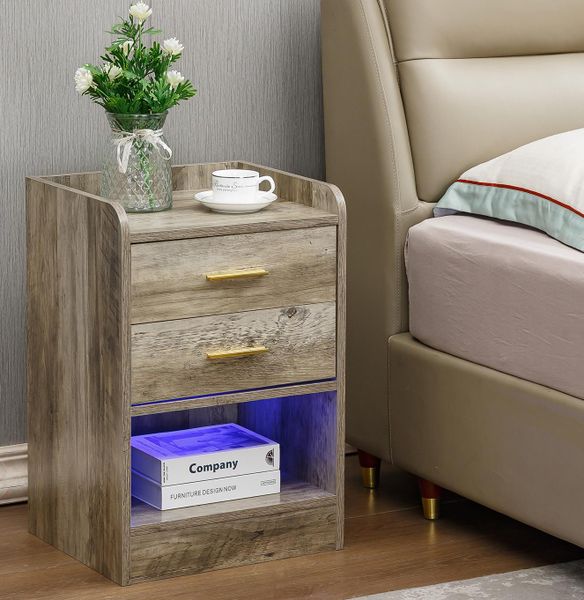 Side Table Bedside Table Adjustable Led Light Ni image