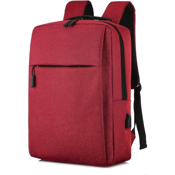 Business Laptop Backpack Casual Day Backpack - Red with USB Port