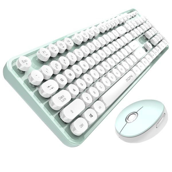 KB-001-WG, Keyboard &amp; Mouse Set-White &amp; Green(KB-001-WG)