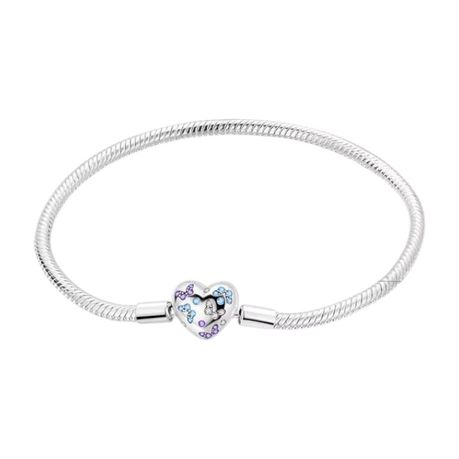 17CM - S925 Sterling Heart Charm Bracelet With Butterfly Rhinestone- Silver Image