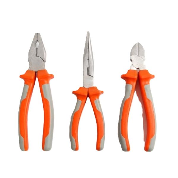 3-Piece Professional Pliers Set Combination, Long Nose &amp; Diagonal Cutting