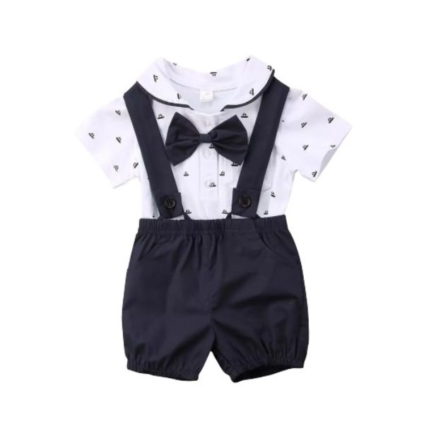 2 Piece Blue &amp; White Suspender Set