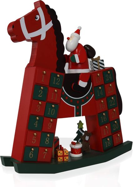 Santa Claus on a Rocking Horse Advent Calendar (30cmL x 40cmH)