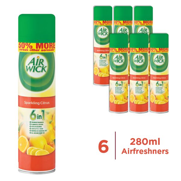 Airwick 6 x 280ml - Air Freshener - Sparkling - Citrus