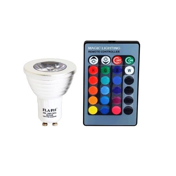 Flash 3W COB RGB LED Lamp + Remote
