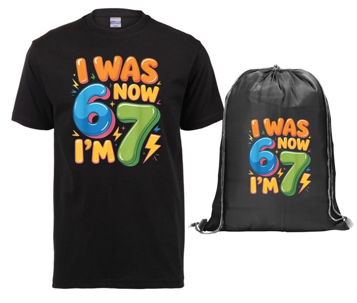 Birthday - I was 6 now im 7 - Six seven Kids T-shirt and Bag Combo