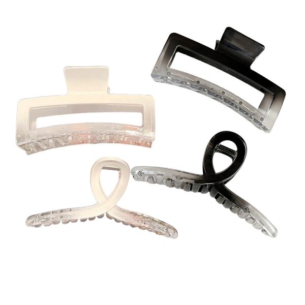 4 Pieces Versatile Ombre Gradient Square and Knot Hair Claws Clips- Black/White