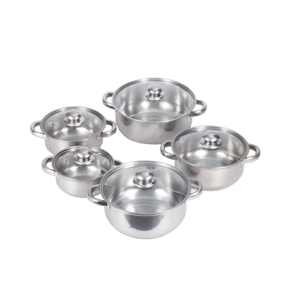 Silver Stainless steel pots 10 Pieces