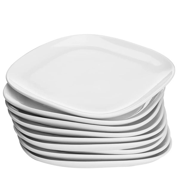 Porcelain Dinnerware Square Dinner Plates - Set of 9
