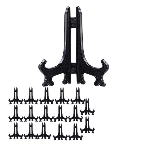 Decor Black Folding Display Picture Plate Easel Stands Set of 18 - 4.5cm