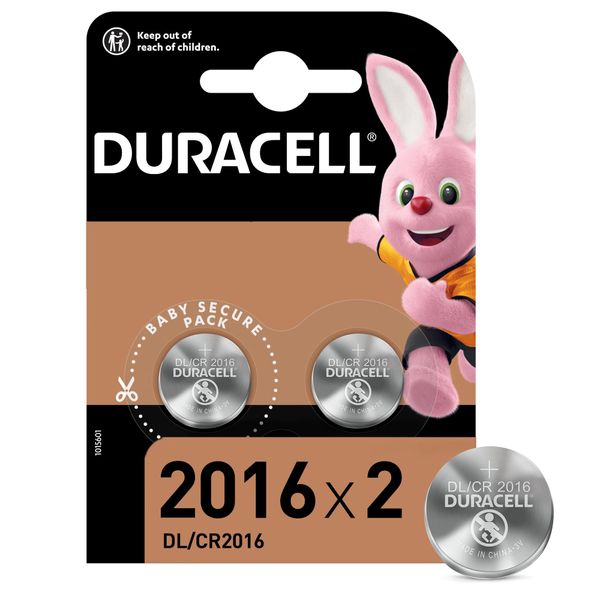Duracell Specialty 2016 Lithium Coin Battery 3V (DL2016/CR2016) - 2 Pack