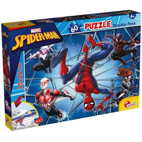 Lisciani 60 Piece Double Face Puzzle - Marvel Spiderman - Colouring Fun!
