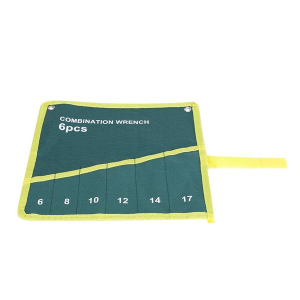 Green Canvas Roll Up Tools Storage Bag with 6 Pockets for Wrench and Plier