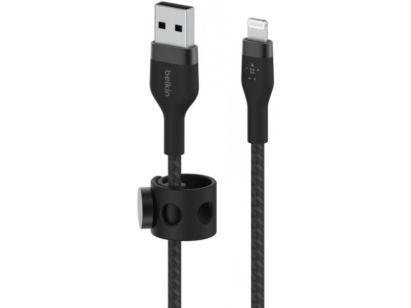BELKIN BOOSTCHARGE PRO Flex USB-A Braided Silicone Cable with Lightning Connector 3 Meter (30 times more durable) - Black