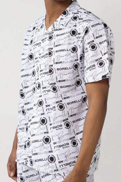 Borelli Cezaro White Allover Print Cotton Shirt