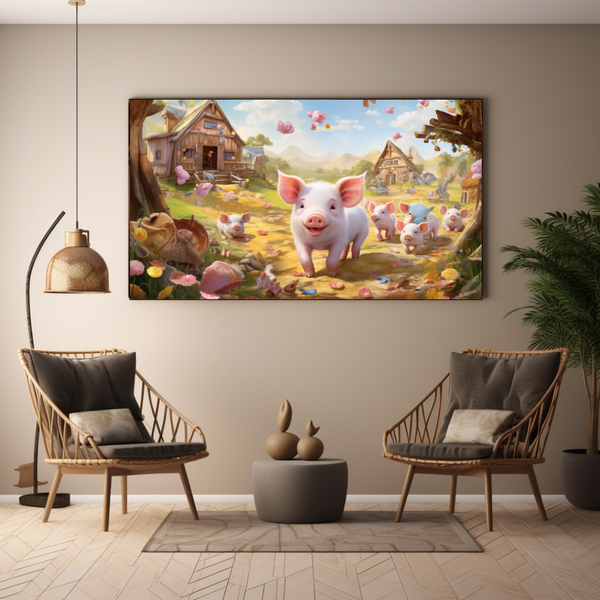 Canvas Wall Art - Piggy Paradise - BK0071