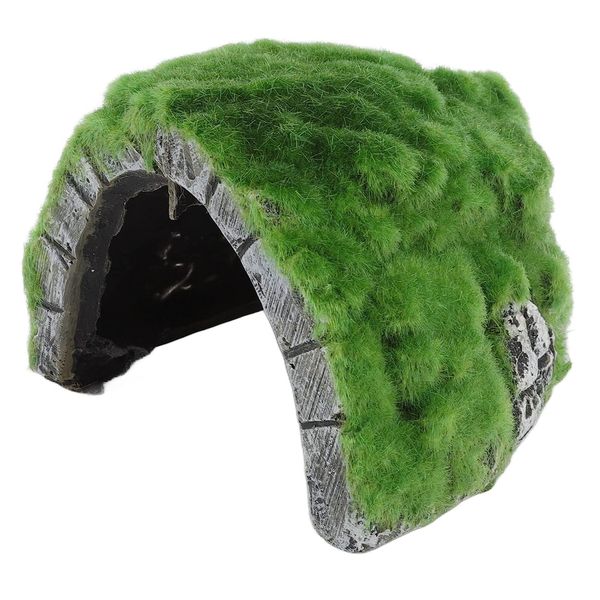 Pet Reptile Rocky Moss Covered Cave Home for Habitat Decor (15cm)