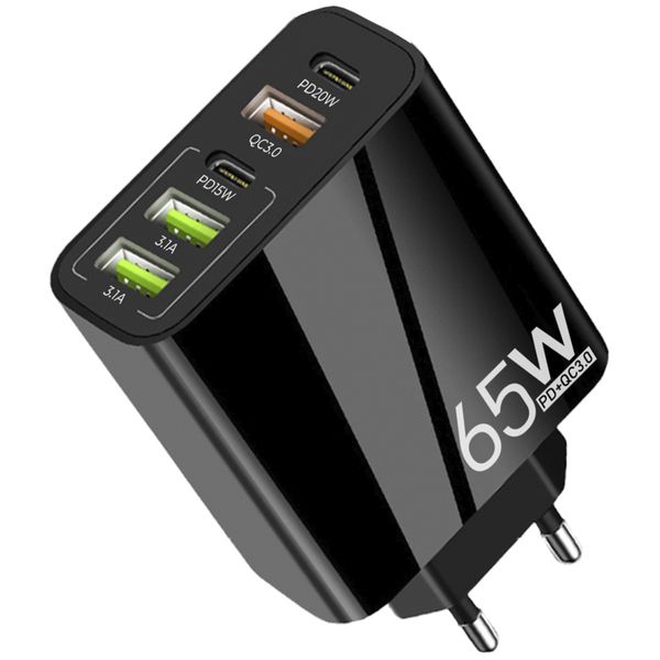 65W USB Multi Charger, 5 in 1 USB Charger, 3 USB Power Ports &amp; 2 PD 3.0