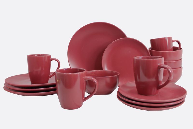 16 Piece Rounded Stoneware Dinnerware Set