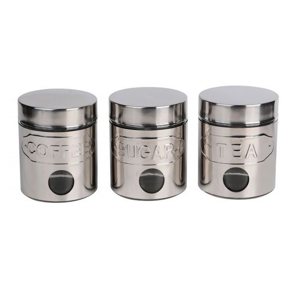 Totally Home 3 Piece Sugar, Coffee and Tea Canister Set