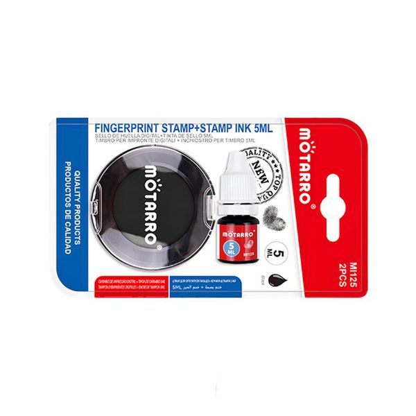 2 Pack Quality Black Fingerprint Stamp With 5ML Stamp Ink Bottle