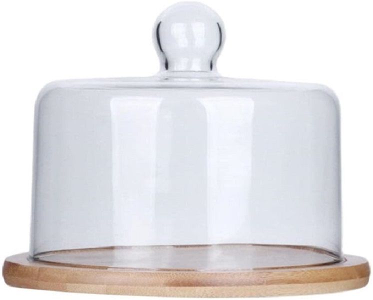 Glass Cake Wooden Stand Dome