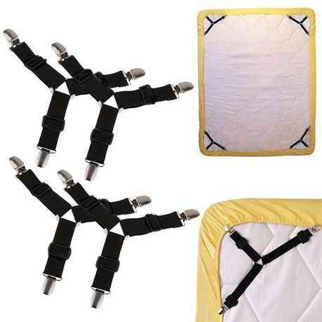 Set Of 4 Triangle Bed Sheet Grippers Suspenders For Mattress Sheet