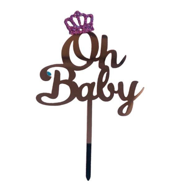 Baby Shower: Rose Gold Oh Baby Cake Topper (16cm)