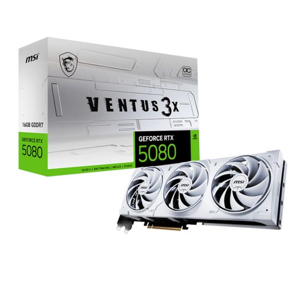MSI NVIDIA GeForce RTX 5080 Ventus 3X OC 16GB GDDR7 Graphics Card White