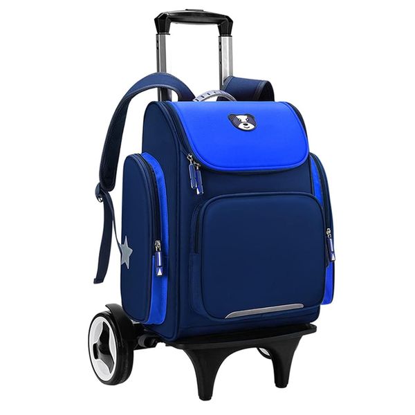 Trolley School Bag with Wheels Detachable Reflective Stripes Student Gift