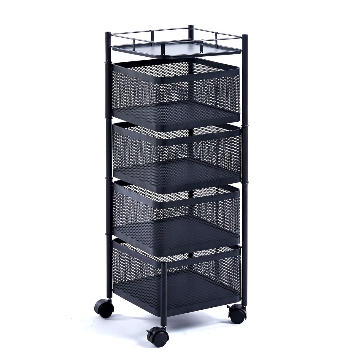 4-Tier Rotating Kitchen Storage Rack Fruit Basket Kitchen Shelf Organizer