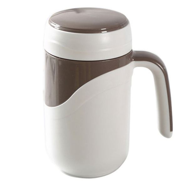 Ceramic Vacuum Flask Cup Leakproof Insulated With Handle 380Ml White