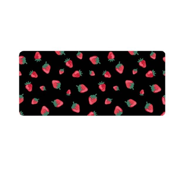 Strawberry Print Mouse Pad - Black