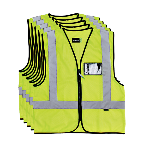 Javlin - 5 Pack Hi-Vis Reflective Vest Lime
