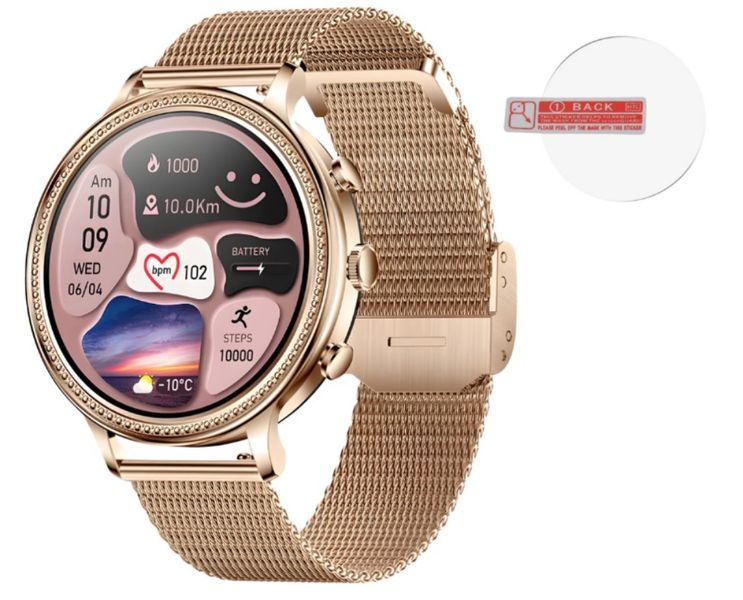 CoTech SmartLady Women's Smartwatch, Fitness Tracker, Tempered Glass