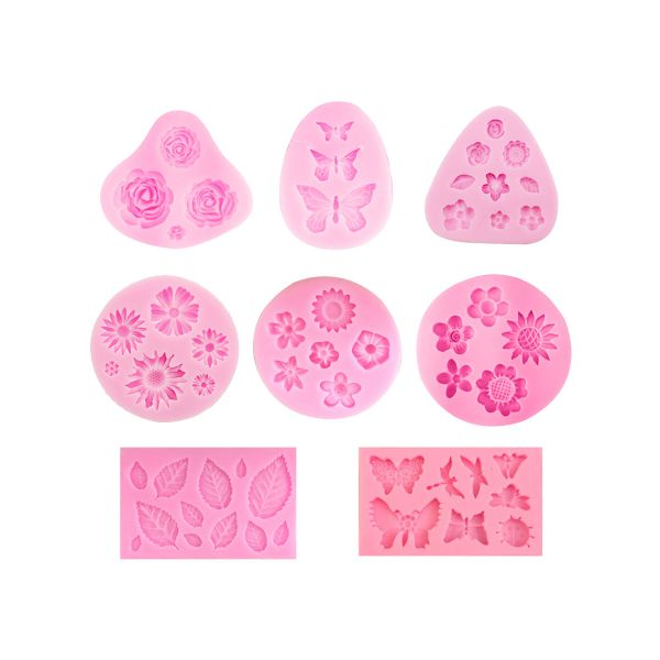 QKTNIUBI Pink Multi-Shape Silicone Mold Set