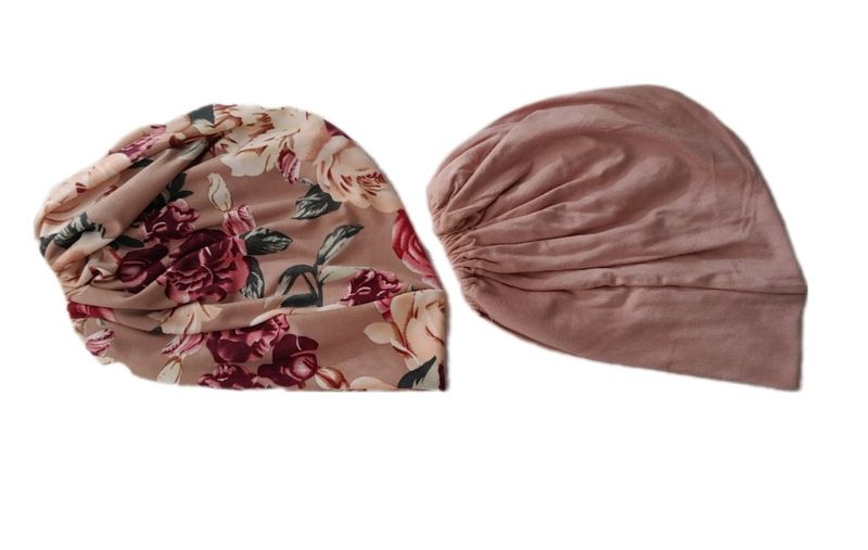 Stone/Maroon Floral and Nude Under Cap